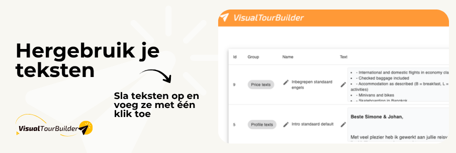 Reisvoorstel maken zonder steeds opnieuw te typen