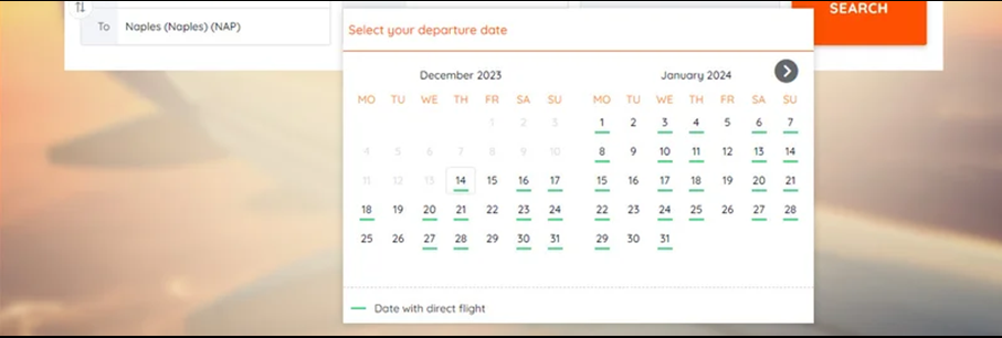 Le calendrier des vols directs ...