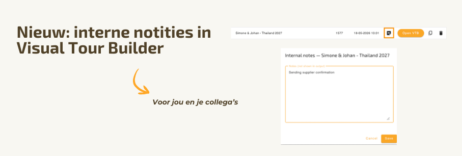 Interne notities in de Visual Tour Builder