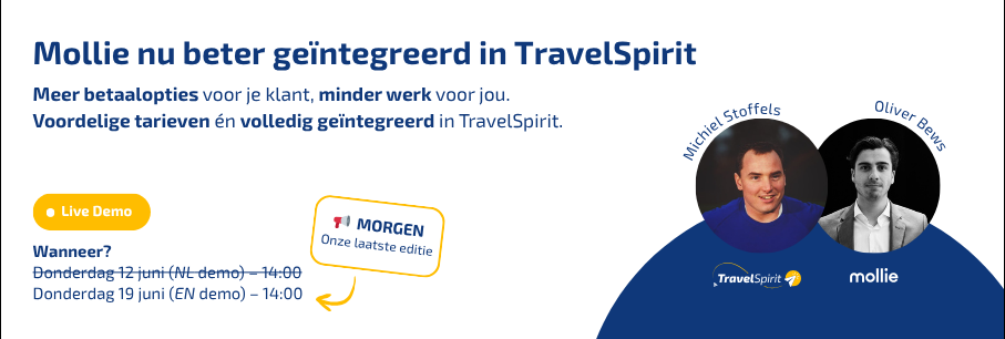 Reminder: Live Demo Mollie x TravelSpirit